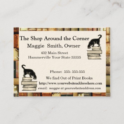 Cat on Books Business card - Chubbie sized