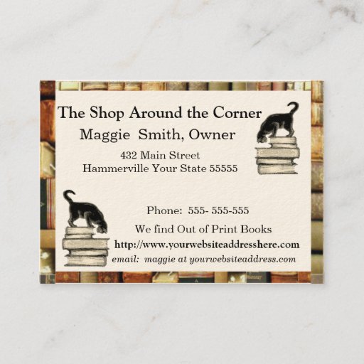 Customizable Cat on Books Business card - Chubbie sized