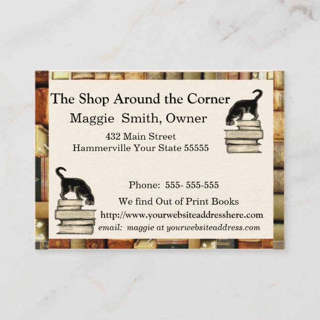 Cat on Books Business card - Chubbie sized (Front)