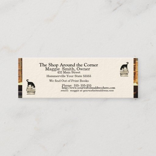 Customizable Cat on Books Business card - Skinny