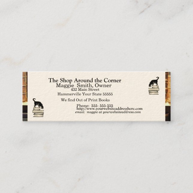 Cat on Books Business card - Skinny (Front)