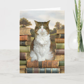 Cat on Books Card