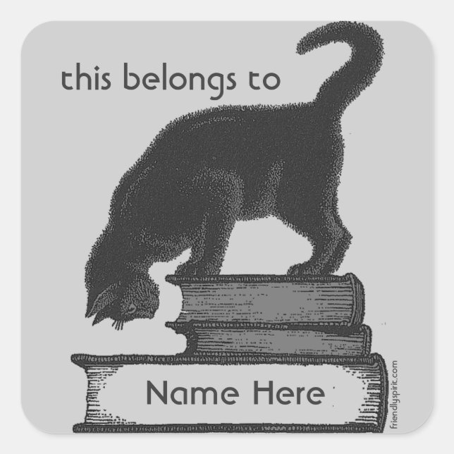 Cat on Books Label (Front)