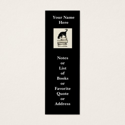 Cat on Books Mini Bookmark to Customize Business Card Templates
