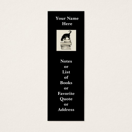 Customizable Cat on Books Mini Bookmark to Customize Business Card Templates