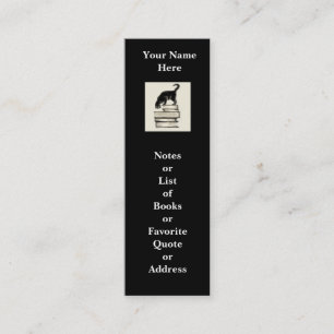 Cat on Books Mini Bookmark to Customize Business Card
