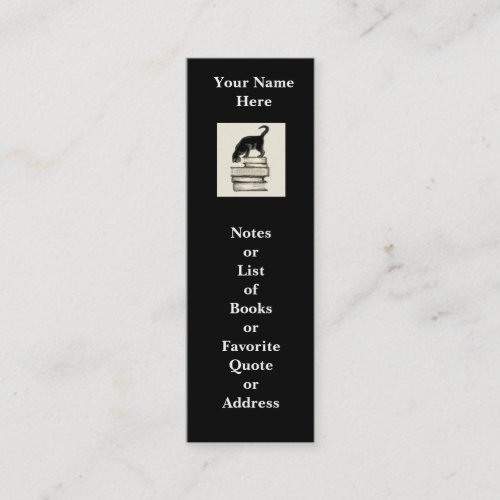 Cat on Books Mini Bookmark to Customize Business Card