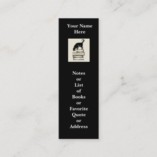 Customizable Cat on Books Mini Bookmark to Customize Business Card