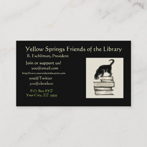 Customizable Cat on Books  Regular Business Card