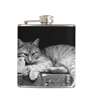 Cat on Brick Wall Flask