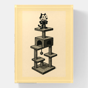 Cat On Cat Tree Paperweight