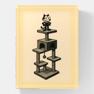 Cat On Cat Tree Paperweight