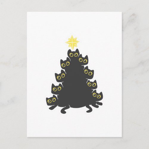 Cat on Christmas tree _ Choose background color Postcard