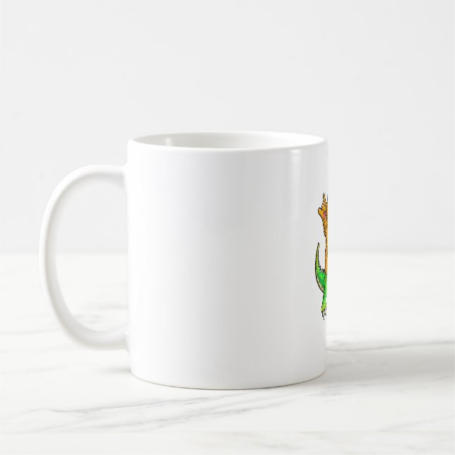 Cat on Dinosaur - Children and Adults  Coffee Mug (Left)