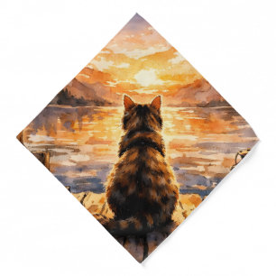 Cat on Dock at Sunset Bandana
