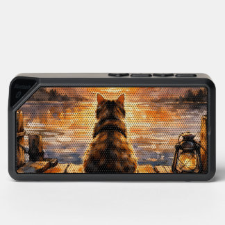 Cat on Dock at Sunset Bluetooth Speaker