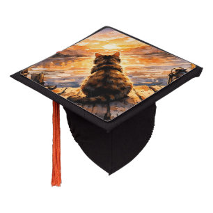 Cat on Dock at Sunset Graduation Cap Topper