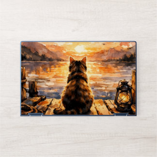 Cat on Dock at Sunset HP Laptop Skin
