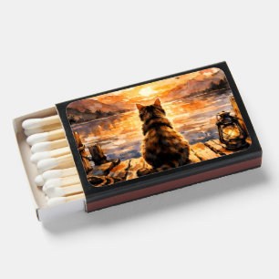 Cat on Dock at Sunset Matchboxes