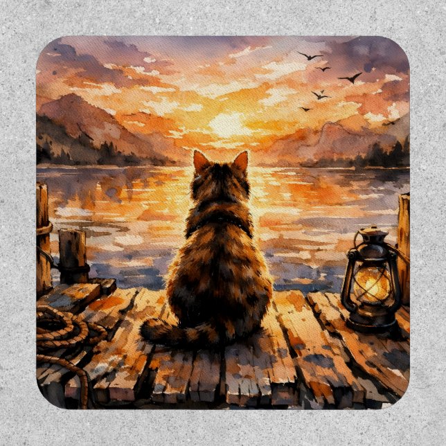 Cat on Dock at Sunset Patch (Front)