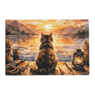 Cat on Dock at Sunset Placemat
