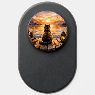 Cat on Dock at Sunset PopSocket
