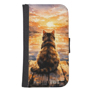 Cat on Dock at Sunset Galaxy S4 Wallet Case