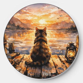 Cat on Dock at Sunset Wireless Charger