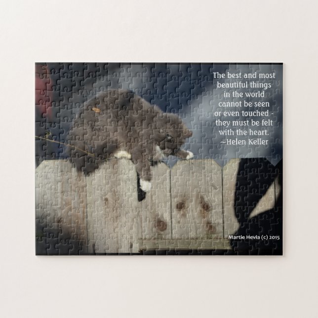 Cat on Fence #9 (Personalize Quote) Jigsaw Puzzle (Horizontal)