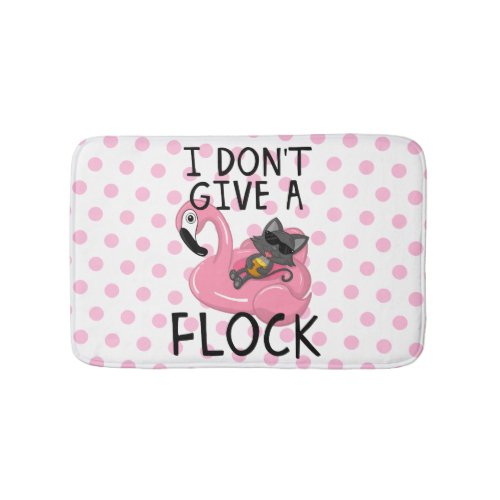 Cat on Flamingo with Pineapple and Pink Polka Dots Bath Mat