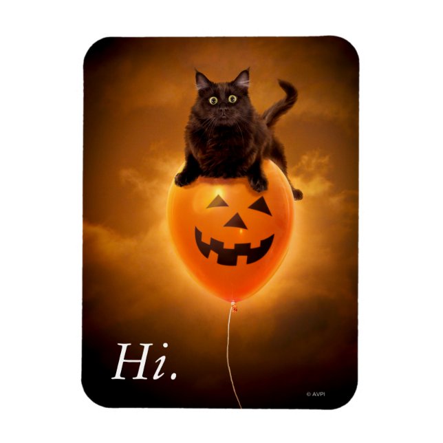 Cat on Halloween Balloon Magnet (Vertical)