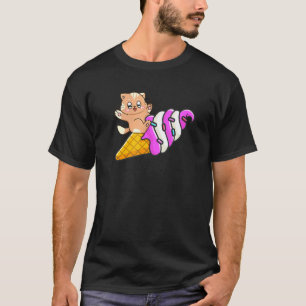 Cat On Ice Cream Cone Cat Summer Vacation T-Shirt