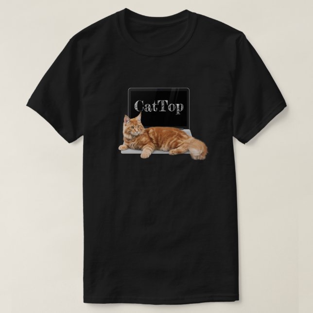 Cat on Laptop - CatTop T-Shirt (Design Front)