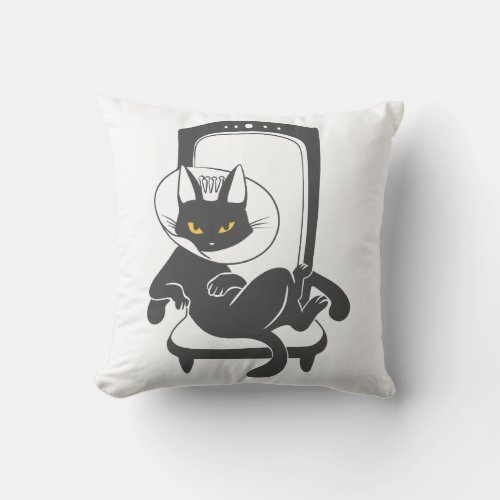 Cat on luxury chain silhouette _ Choose back color Throw Pillow