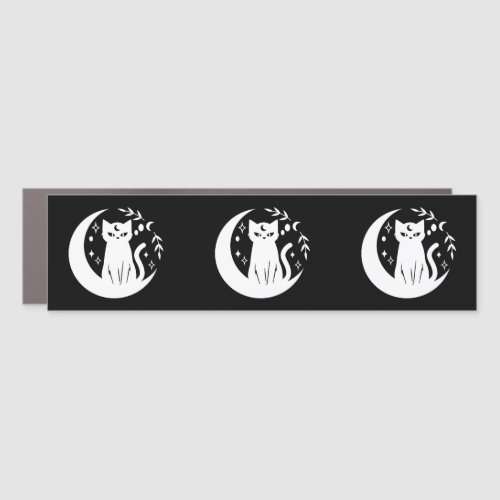 Cat On Moon Sticker Car Bumper Decal Witchy Black 