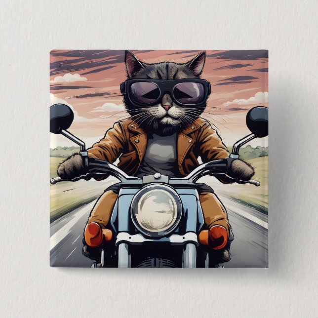 Cat on motorbike button (Front)