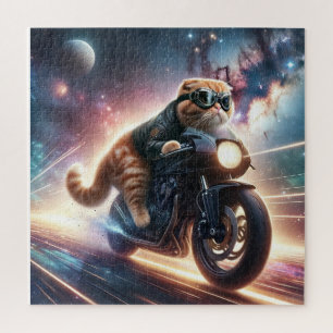 Cat on motorcycle jigsaw puzzle