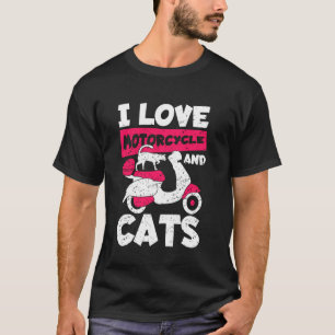 Cat On Motorcycle Kitten Feline Dirtbike Scooter M T-Shirt