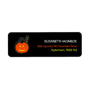 Cat on Pumpkin Halloween Label
