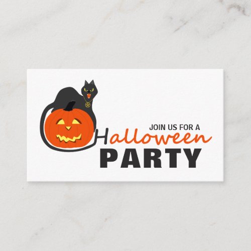 Cat on Pumpkin Halloween Party Ticket Invitation