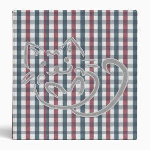 Cat on Red and Blue Plaid 3 Ring Binder