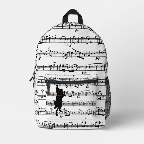 Cat On Sheet Music Printed Backpack