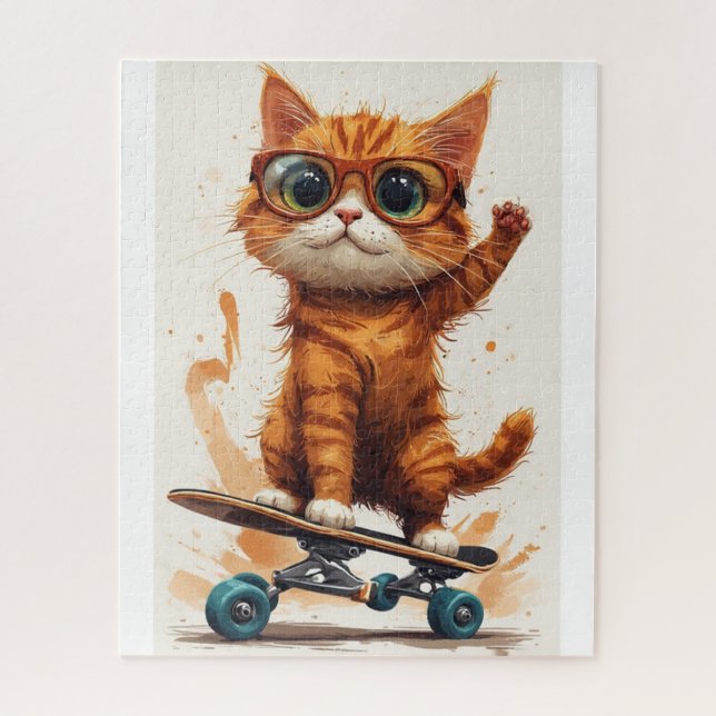 Cat On Skateboard  Jigsaw Puzzle (Vertical)