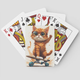 Cat On Skateboard Poker Cards