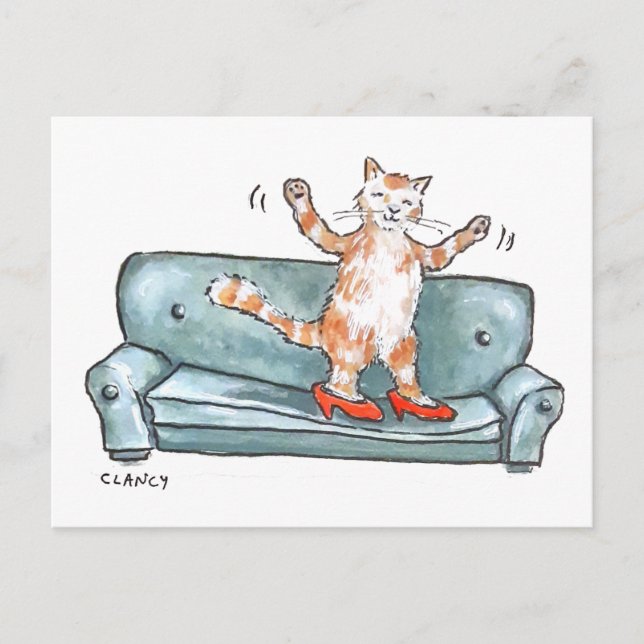 Cat On Sofa Holiday Postcard (Front)