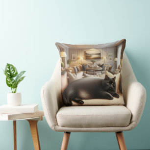 Cat on sofa so comfort throw pillow