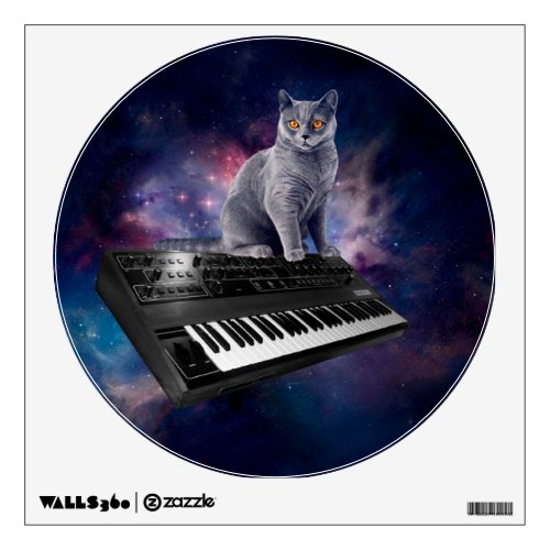 Cat on synthesizer in space wall decal