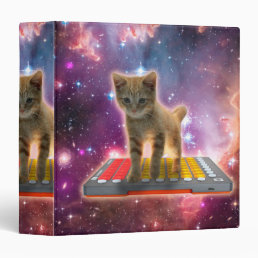 Cat on synthesizers in space 3 ring binder