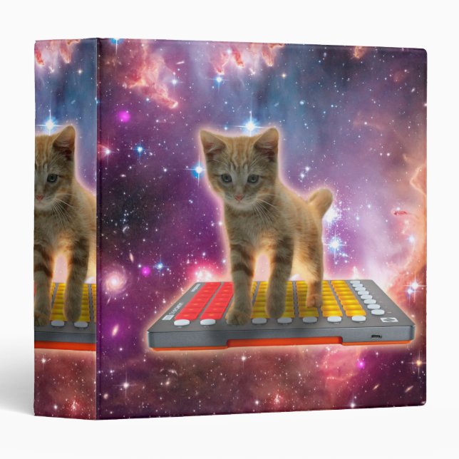 Cat on synthesizers in space 3 ring binder (Front/Spine)