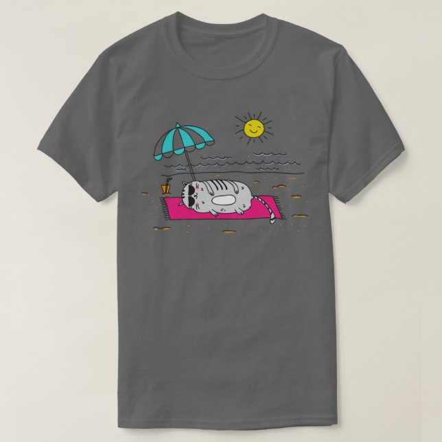 Cat on the beach  T-Shirt (Design Front)